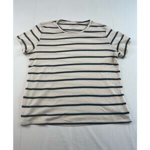 American Eagle Soft Striped Tee, Womens Size Medium, Blue Cream Green